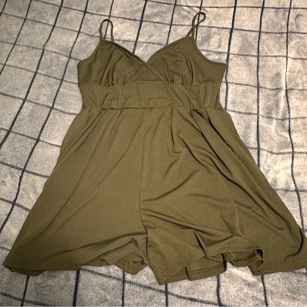 Cider Army Green romper (plus size)